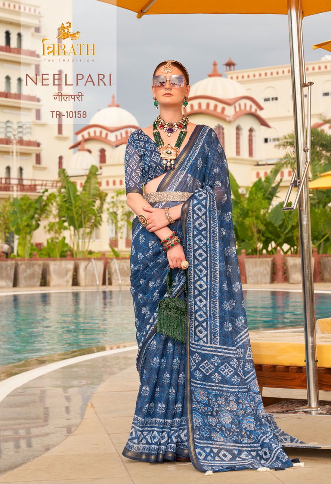 Neelpari By Rewaa Line Cotton Printed Designer Sarees